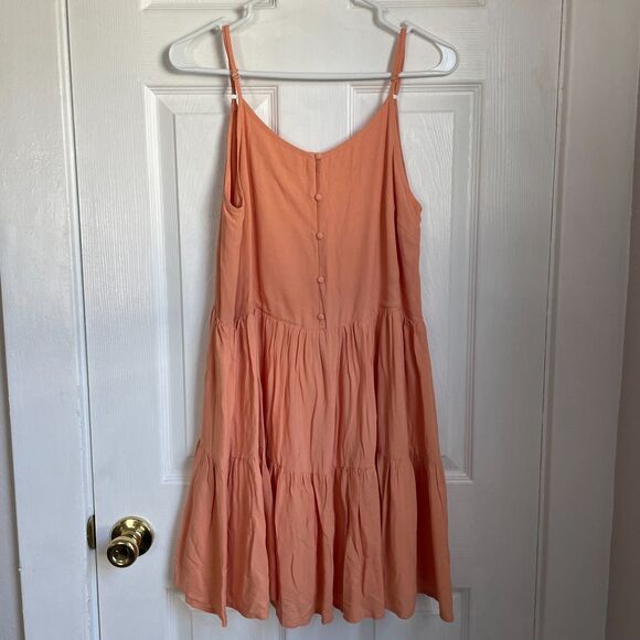 NWT Lulus Swing Me Along Light Orange Tiered Button-Front Swing Dress Size S NEW - Picture 1 of 6